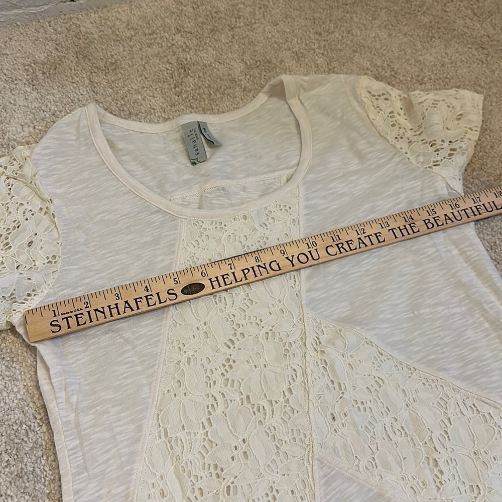 Sahalie Dress White Cotton Lace Women’s Size Petite Medium Shift Dress Casual - Picture 7 of 10